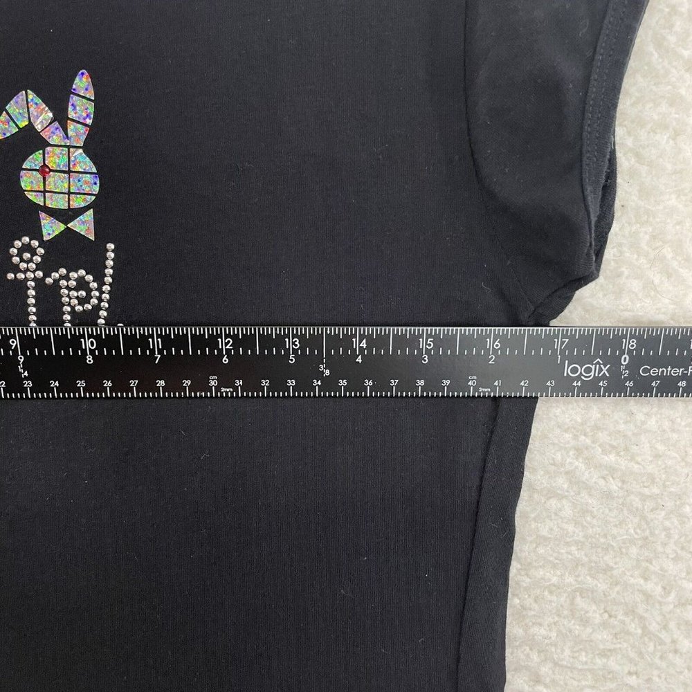 Play Girl Studded Metallic Playboy Bunny Short Sleeve T-Shirt Womens L Large - Picture 5 of 7